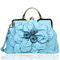 Rose Flower Women Handbag Cosmetic Bag - Blue