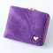 Women Short Candy Color Wallet Card Holder Purse - Purple