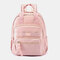 Women Nylon Waterproof Multifunction Bag Casual Patchwork Backpack - Pink