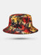 Unisex Cotton Plants Printing Holiday Style Fashion Outdoor Sunshade Bucket Hat - Red