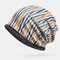 Women Thickness Keep Warm Riding Outdoot Stripe Pattern Multi-purpose Scarf Headgear Beanie - #02
