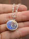 Trendy Personality Universe Planet Time Gem Double Sided Glass Ball Pendant Alloy Chain Necklace - Mercury