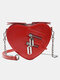 Women Valentine's Day Heart-shape Chain Crossbody Bag Shoulder Bag - Red