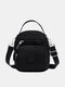 JOSEKO Women's Nylon Simple Fashion Handbag Shoulder Bag Solid Color Lightweight Crossbody Bag - Black