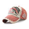 Men Vintage Breathable Cotton Embroidered Letter Baseball Caps Sunshade Adjustable Snapback Hat - Wine Red