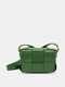 Women Faux Leather Brief Lattice Pattern Weave Mini Crossbody Bag Shoulder Bag - Green