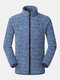 Mens Winter Fleece Lined Warm Outdoor Sport Long Sleeve Stand Collar Jackets - Blue