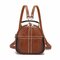 Women Vintage Faux Leather Handbags Multi-function Backpack Double Layer Crossbody Bags - Brown