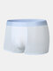 Men Ultrathin Ice Silk Fine Mesh Solid Breathable Soft Cozy Boxers Briefs - Blue
