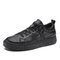 Men Retro Slip Resistant Stylish PU Casual Skate Shoes - Black