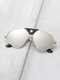 Unisex Special-shaped Metal Full Frame Patchwork PU HD Anti-UV Sunglasses - Silver