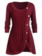 Jacquard Patchwork Long Sleeve Knit Plus Size Women Sweater - Wine Red