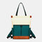 Women Multifunction Patchwork School Bag Waterproof Travel Backpack - Green