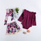 3Pcs Floral Baby Girls Long Sleeve Romper Skirt Set For 0-24M - Purple