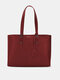 Women Faux Leather Simple Commuting Hardware Tote Fashion Multifunction Large Capacity Shoulder Bag Handbag - Red
