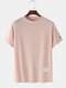 Mens Plain Fruit Embroidered  Breathable O-Neck T-Shirts - Pink