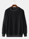 Mens Plain Solid Color Striped Tape Side Pullover Sweatshirts - Black