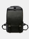 Men Vintage Business Waterproof PU Leather Large Capacity 15.6 Inch Laptop Bag Backpack - Black