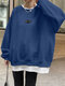 Fake Two Pieces Drop Shoulder Patched Loose Sweatshirt - Blue