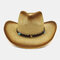 Men & Women Big Eaves Sun Hat Spray Paint Cowboy Straw Hat - Khaki