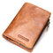 Genuine Leather Wallet Business Vintage 9 Card Holders Detachable Coin Bag For Men - Brown