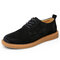 Men Pure Color Suede Non Slip Retro Casual Shoes - Black