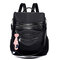 Women Nylon Multi-pocket Backpack Solid Shoulder Bag - Black