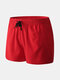 Plain Drawstring MIni Shorts Mesh Liner Workout Running Shorts Beachwear for Men - Red