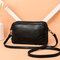 Women Vintage Soft PU Leather Crossbody Bag Solid Double Layer Shoulder Bag - Black