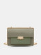 Women Faux Leather Fashion Solid Color Chain Frosted Crossbody Bag - Green