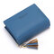 Women Faux Leather Tassel Card Holder Coin Purse - Sky Blue
