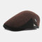 Men Wool Plus Thick Keep Warm Patchwork Color Knitted Forward Hat Beret Hat - Coffee