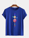 Mens Cotton Multi Colored Planet Print Round Neck Casual Short Sleeve T-Shirts - Dark Blue