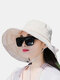 Women Cotton Polyester Bowknot Big Brim Sunscreen All-match Bucket Hat - Beige