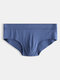 Men Seamless Plain Briefs Modal Soft Thin Lightweight Breathable Underwear - Blue