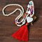 Collier de perles fait main de couleur mélangée bohème collier pendentif pompon coeur géométrique - 05