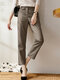 Solid Pocket Crop Tailored Pants For Women - Coffee