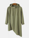 Mens Solid Color Patchwork Loose Mid Length Drawstring Pullover Hoodies - Army Green