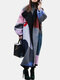 Contrast Color Print Loose Casual Coat For Women - Gray