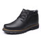 Men Pure Color Microfiber Leather Warm Business Casual Winter Ankle Boots - Black