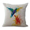 Watercolor Bird Floral Style Linen Cotton Cushion Cover Soft-touching Home Sofa Office Pillowcases - #7