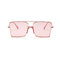 Metal Large Box Square Sunglasses Female Transparent Pink Ocean Sheet Big Box Sunglasses  - Pink