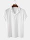 Mens Solid Color Breathable Light Chest Pocket Short Sleeve Henley Shirts - White