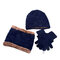 Hat Scarf Gloves Three-piece Beanie Velvet Knitted Wool Hat - Navy