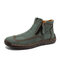 Men Hand Stitching Side Zipper Comfy Soft Ankle Boots - Green