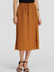 Solid Color Drawstring Slit Hem Casual Skirt for Women - Dark orange