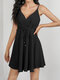 Backless Tie-up Design Sleeveless Mini Dress - Black