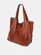Soft Faux Leather Vintage Brush Color Large Capacity 14 Inch Laptop Handbag Shoulder Bag Oversized Shopping Bag Tote - Brown