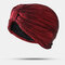 Gorro plisado para mujer Sombrero Gorra turbante simple de color sólido - Vino rojo