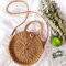 Round Straw Bags Summer Beach Bags Crossbody Bags For Women - Brown
